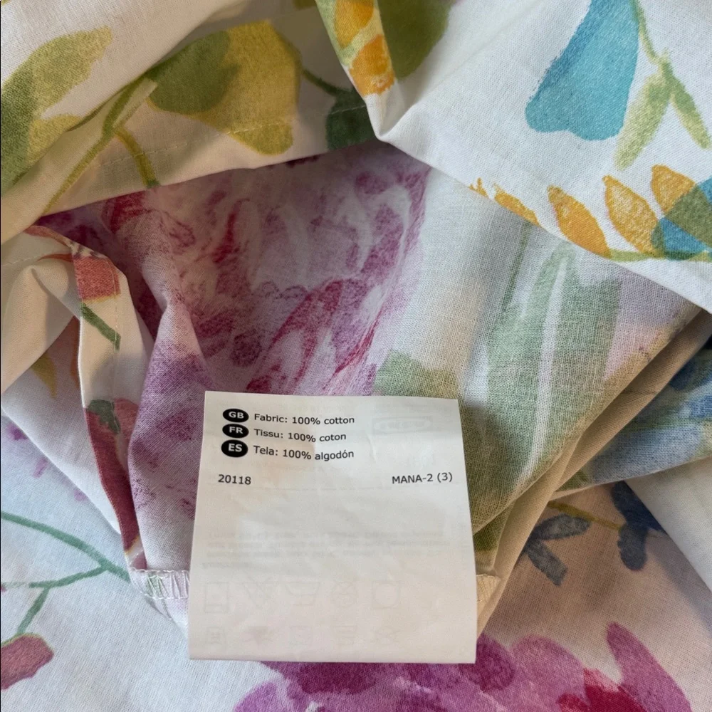 IKEA Grasvial Euro Style Pillow Shams 30x20 Watercolor Floral Set of 2